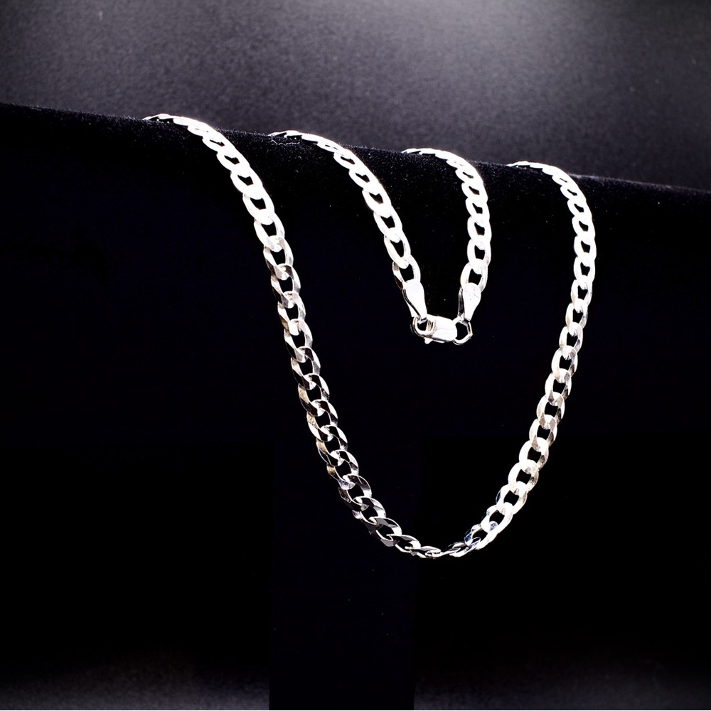22 inch, 4.7MM 925 Italy Stamped Curb Cuban Chain